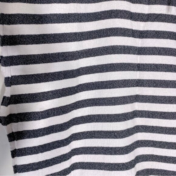 Victoria's Secret Black & White Striped Woven Cotton Beach Blanket W Fringe - Picture 8 of 15